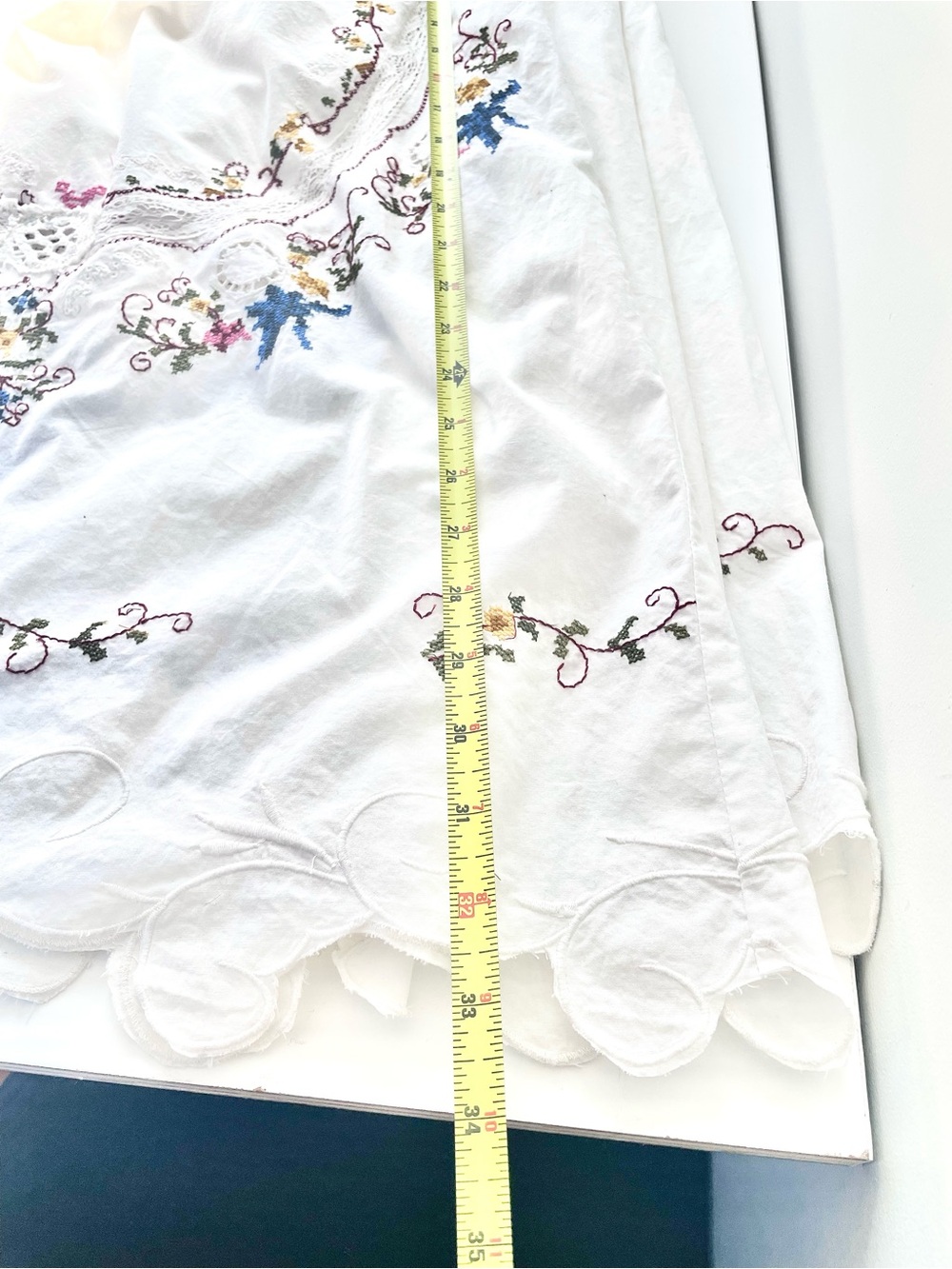 NWT Anthropologie Embroidered Culottes Sz M White Wide Leg Boho Scalloped Pants - Picture 14 of 14